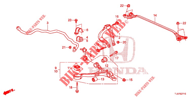 STABILISATOR, VORNE/UNTERER ARM, VORNE  für Honda ACCORD TOURER 2.0 S 5 Türen 5 gang automatikgetriebe 2015