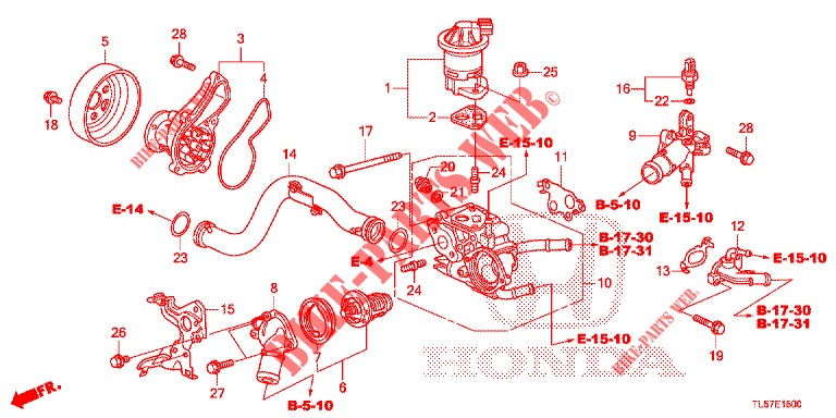 WASSERPUMPE/THERMOSTAT (2.0L) für Honda ACCORD TOURER 2.0 S 5 Türen 5 gang automatikgetriebe 2015