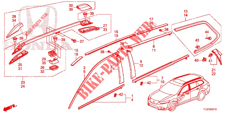 ZIERLEISTE/DACHSCHIENE  für Honda ACCORD TOURER 2.0 S 5 Türen 5 gang automatikgetriebe 2015
