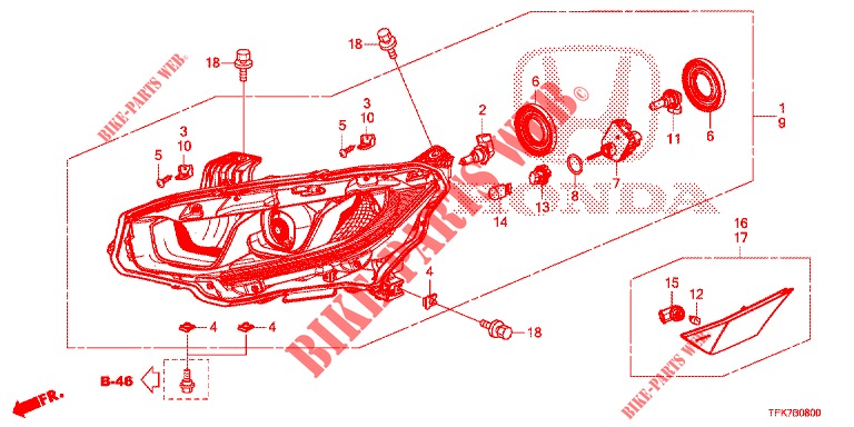 SCHEINWERFER (HALOGENE) für Honda CIVIC DIESEL 1.6 MID 4 Türen 9 gang automatikgetriebe 2018