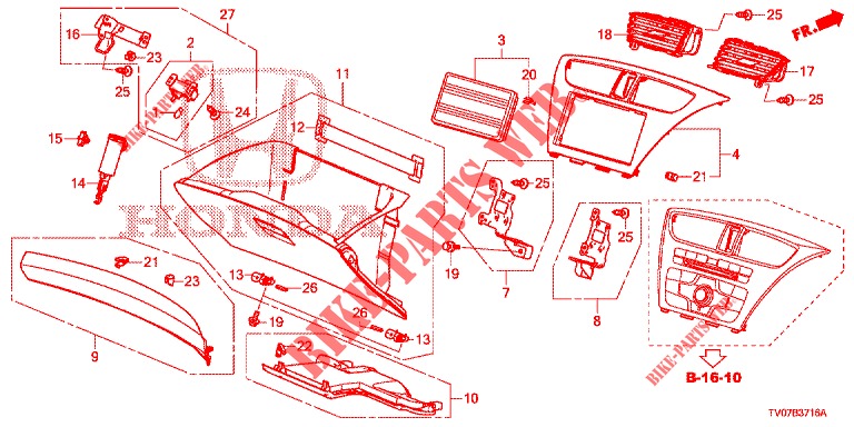 INSTRUMENT, ZIERSTUECK (COTE DE PASSAGER) (RH) für Honda CIVIC 1.4 SE 5 Türen 6 gang-Schaltgetriebe 2012