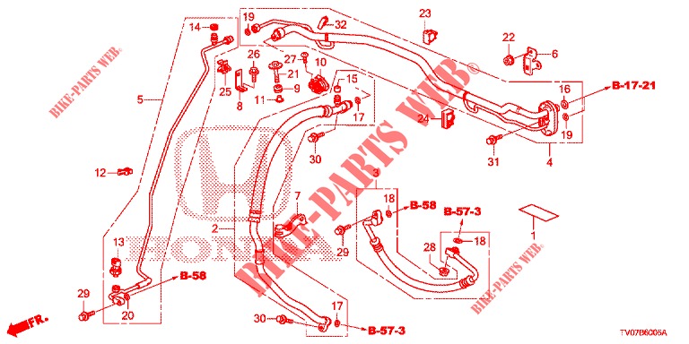 KLIMAANLAGE (FLEXIBLES/TUYAUX) (DIESEL) (1.6L) (RH) für Honda CIVIC DIESEL 1.6 EX 5 Türen 6 gang-Schaltgetriebe 2013