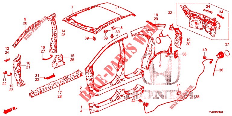 AUSSENBLECHE/TAFEL, HINTEN  für Honda CIVIC DIESEL 1.6 S 5 Türen 6 gang-Schaltgetriebe 2013