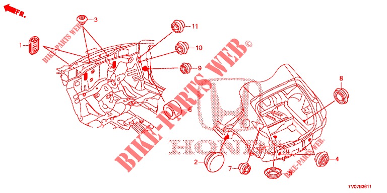GUMMITUELLE (ARRIERE) für Honda CIVIC DIESEL 1.6 S 5 Türen 6 gang-Schaltgetriebe 2013