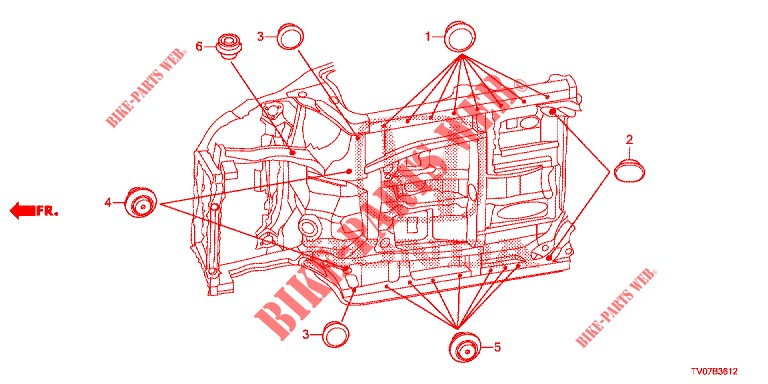 GUMMITUELLE (INFERIEUR) für Honda CIVIC DIESEL 1.6 S 5 Türen 6 gang-Schaltgetriebe 2013