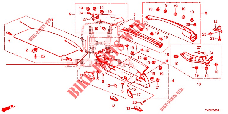 HECKKLAPPENVERKLEIDUNG/ TAFELVERKLEIDUNG, HINTEN(2D)  für Honda CIVIC DIESEL 1.6 S 5 Türen 6 gang-Schaltgetriebe 2013