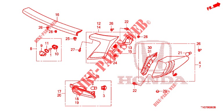 HECKLEUCHTE/KENNZEICHENBELEUCHTUNG (PGM FI)  für Honda CIVIC DIESEL 1.6 S 5 Türen 6 gang-Schaltgetriebe 2013