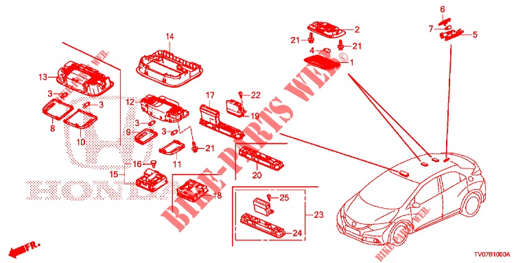 INNENLEUCHTE  für Honda CIVIC DIESEL 1.6 S 5 Türen 6 gang-Schaltgetriebe 2013
