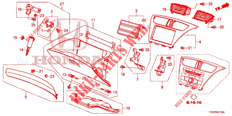 INSTRUMENT, ZIERSTUECK (COTE DE PASSAGER) (RH) für Honda CIVIC DIESEL 1.6 S 5 Türen 6 gang-Schaltgetriebe 2013