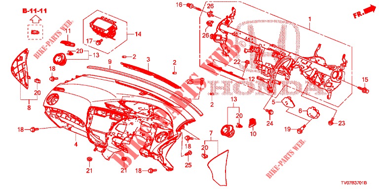 INSTRUMENTENBRETT, OBEN (RH) für Honda CIVIC DIESEL 1.6 S 5 Türen 6 gang-Schaltgetriebe 2013