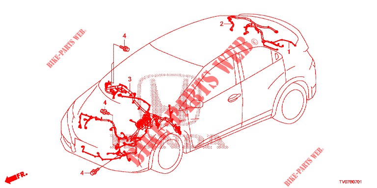 KABELBAUM (1) (RH) für Honda CIVIC DIESEL 1.6 S 5 Türen 6 gang-Schaltgetriebe 2013