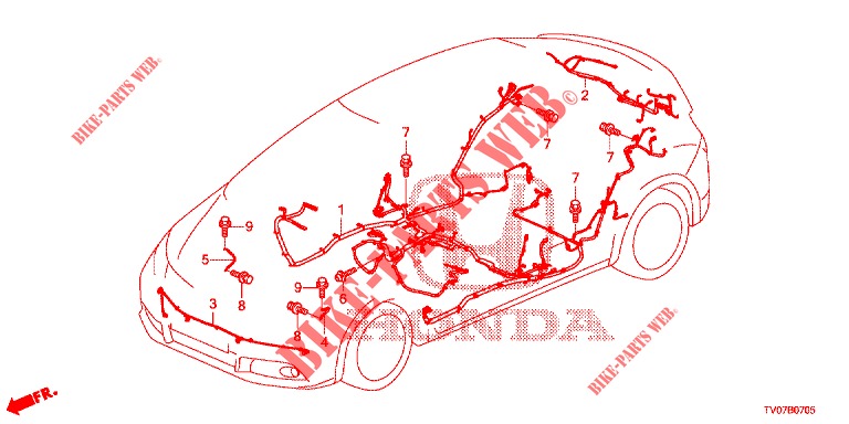 KABELBAUM (3) (RH) für Honda CIVIC DIESEL 1.6 S 5 Türen 6 gang-Schaltgetriebe 2013