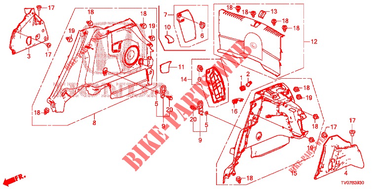 KOFFERRAUM SEITENVERKL.  für Honda CIVIC DIESEL 1.6 S 5 Türen 6 gang-Schaltgetriebe 2013