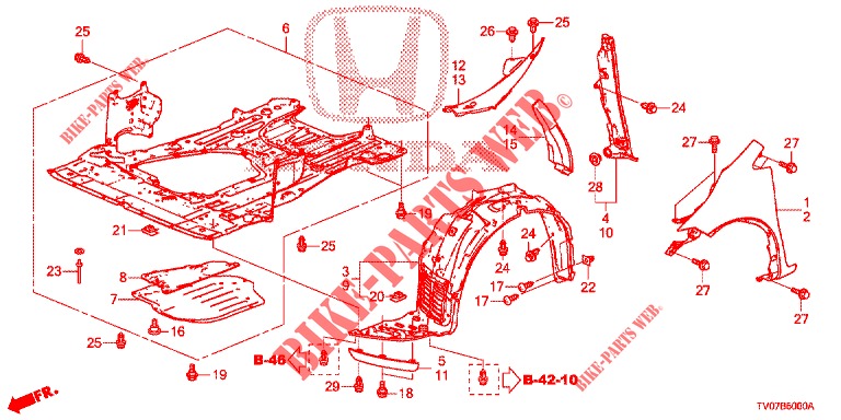 KOTFLUEGEL, VORNE  für Honda CIVIC DIESEL 1.6 S 5 Türen 6 gang-Schaltgetriebe 2013