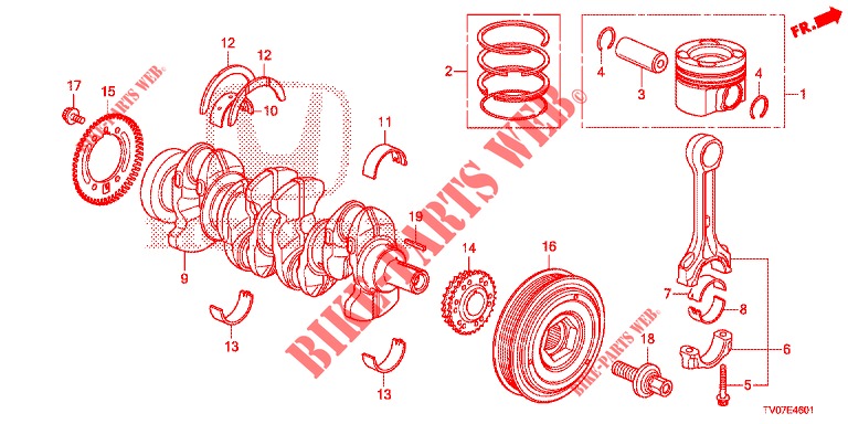KURBELWELLE/KOLBEN (DIESEL) (1.6L) für Honda CIVIC DIESEL 1.6 S 5 Türen 6 gang-Schaltgetriebe 2013