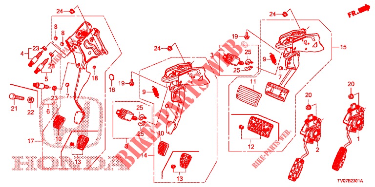 PEDAL (RH) für Honda CIVIC DIESEL 1.6 S 5 Türen 6 gang-Schaltgetriebe 2013