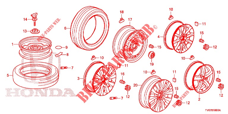 REIFEN/RADSCHEIBEN  für Honda CIVIC DIESEL 1.6 S 5 Türen 6 gang-Schaltgetriebe 2013