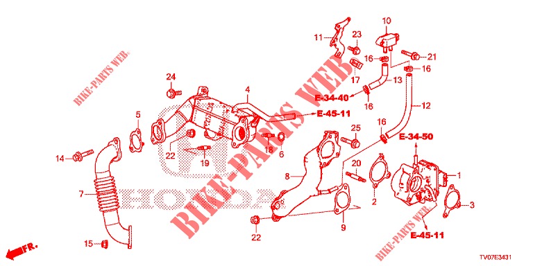 Rückschlagventil, Gas Rückkauf. Niederdruck Ring (Diesel) (1,6 l) für Honda CIVIC DIESEL 1.6 S 5 Türen 6 gang-Schaltgetriebe 2013