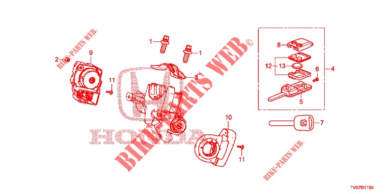 SCHLIESSZYLINDER KOMPONENTEN  für Honda CIVIC DIESEL 1.6 S 5 Türen 6 gang-Schaltgetriebe 2013