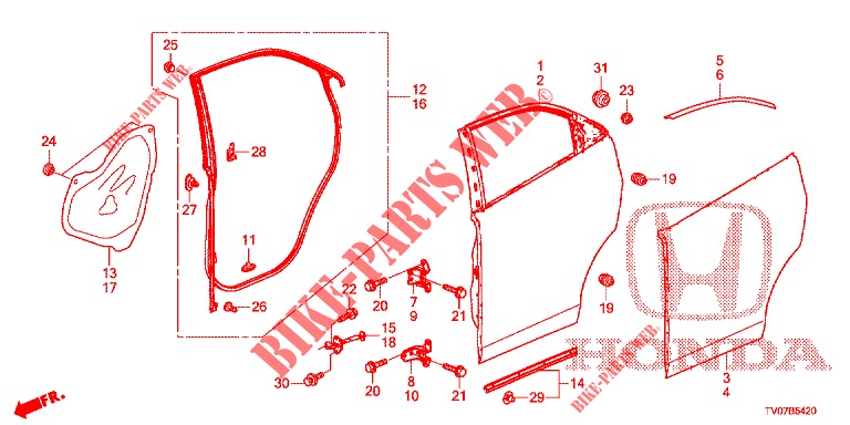 TUERBLECHE, HINTEN(4D)  für Honda CIVIC DIESEL 1.6 S 5 Türen 6 gang-Schaltgetriebe 2013