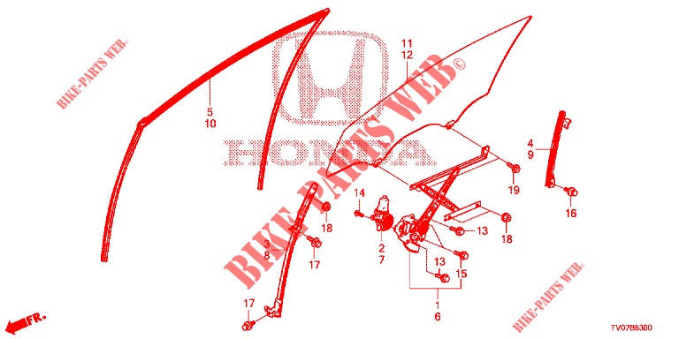 TUERFENSTER, VORNE/REGLER  für Honda CIVIC DIESEL 1.6 S 5 Türen 6 gang-Schaltgetriebe 2013
