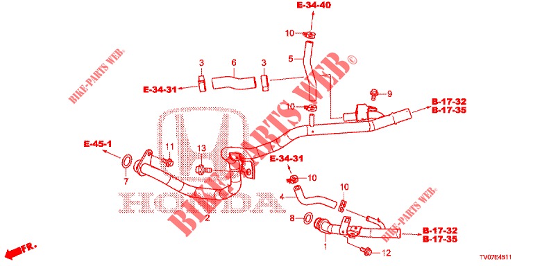 WASSERSCHLAUCH/HEIZUNGSSCHACHT (DIESEL) (1.6L) für Honda CIVIC DIESEL 1.6 S 5 Türen 6 gang-Schaltgetriebe 2013