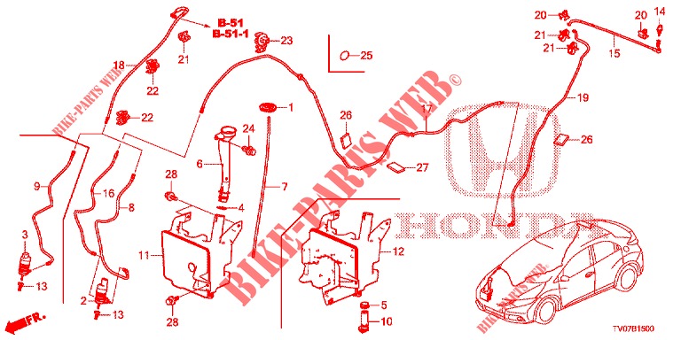 WINDSCHUTZSCHEIBENWASCHER (2D)  für Honda CIVIC DIESEL 1.6 S 5 Türen 6 gang-Schaltgetriebe 2013