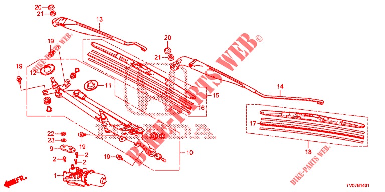 WINDSCHUTZSCHEIBENWISCHER (RH) für Honda CIVIC DIESEL 1.6 S 5 Türen 6 gang-Schaltgetriebe 2013