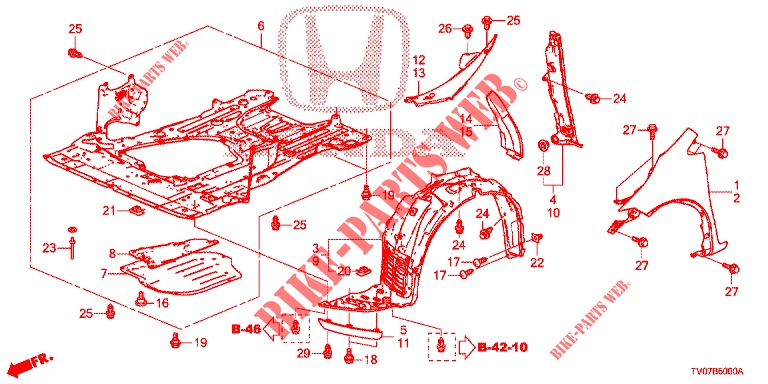 KOTFLUEGEL, VORNE  für Honda CIVIC DIESEL 1.6 SE 5 Türen 6 gang-Schaltgetriebe 2013