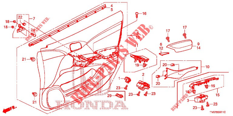 TUERVERKLEIDUNG, VORNE (RH) für Honda CIVIC 1.8 S 5 Türen 5 gang automatikgetriebe 2013