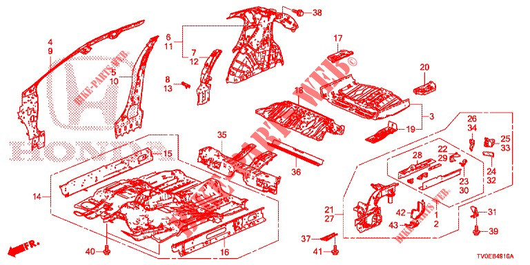 BODEN/INNENBLECHE  für Honda CIVIC 1.8 ES 5 Türen 6 gang-Schaltgetriebe 2014