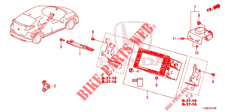 EINBAUSATZ F. RNS2  für Honda CIVIC 1.8 ES 5 Türen 6 gang-Schaltgetriebe 2014