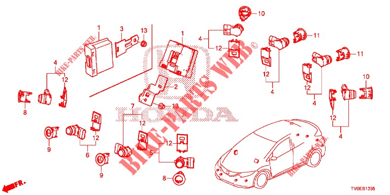 EINPARKSENSOR  für Honda CIVIC 1.8 ES 5 Türen 6 gang-Schaltgetriebe 2014