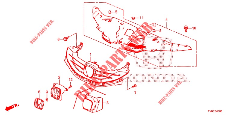 GRILL, VORNE/ZIERLEISTE  für Honda CIVIC 1.8 ES 5 Türen 6 gang-Schaltgetriebe 2014