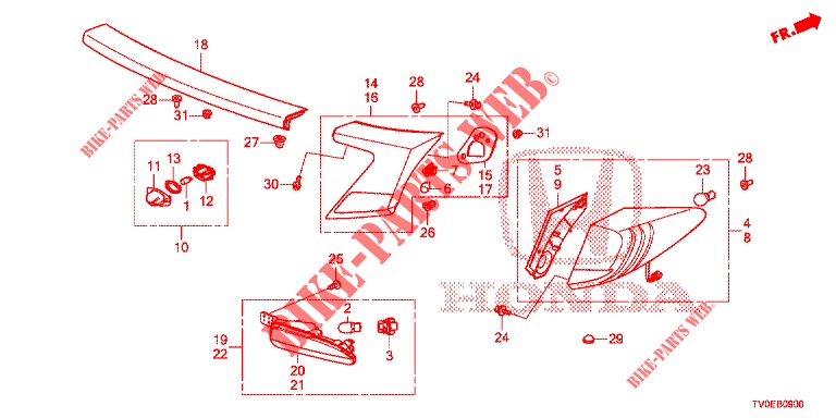 HECKLEUCHTE/KENNZEICHENBELEUCHTUNG (PGM FI)  für Honda CIVIC 1.8 ES 5 Türen 6 gang-Schaltgetriebe 2014