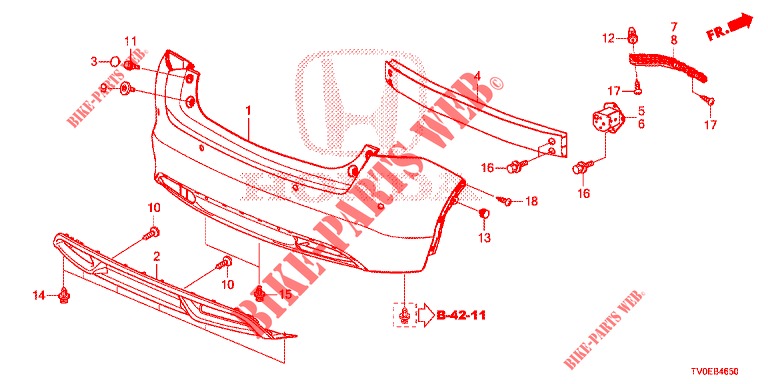 HINTERER STOSSFAENGER  für Honda CIVIC 1.8 ES 5 Türen 6 gang-Schaltgetriebe 2014