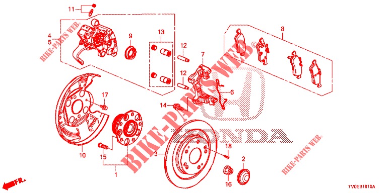 HINTERRAD BREMSTROMMEL  für Honda CIVIC 1.8 ES 5 Türen 6 gang-Schaltgetriebe 2014