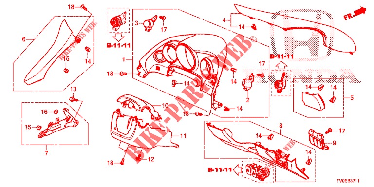 INSTRUMENT, ZIERSTUECK (COTE DE CONDUCTEUR) (RH) für Honda CIVIC 1.8 ES 5 Türen 6 gang-Schaltgetriebe 2014