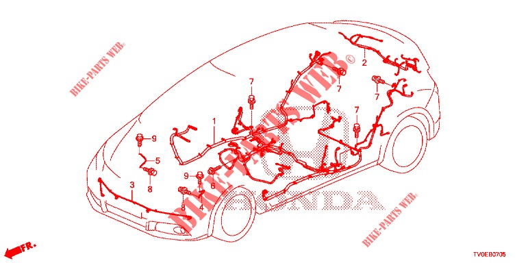 KABELBAUM (3) (RH) für Honda CIVIC 1.8 ES 5 Türen 6 gang-Schaltgetriebe 2014