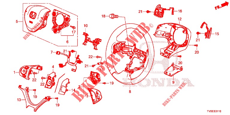 LENKRAD (SRS) für Honda CIVIC 1.8 ES 5 Türen 6 gang-Schaltgetriebe 2014