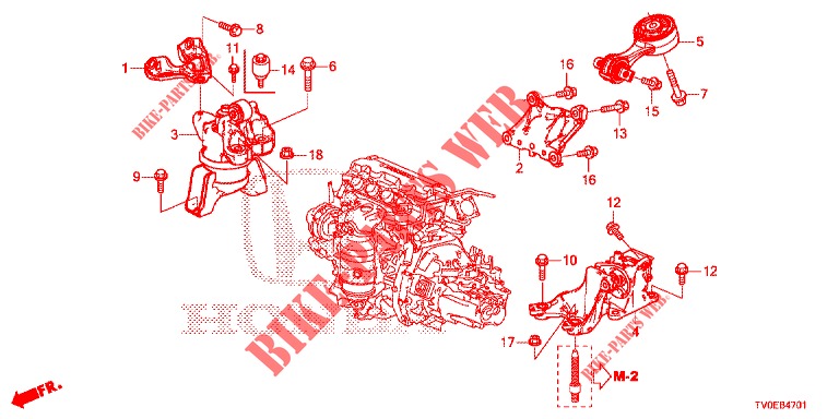 MOTORBEFESTIGUNGEN (1.8L) (MT) für Honda CIVIC 1.8 ES 5 Türen 6 gang-Schaltgetriebe 2014