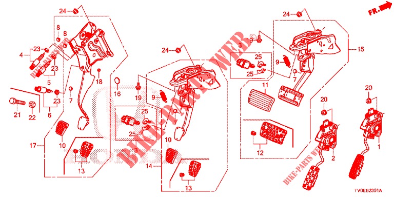 PEDAL (RH) für Honda CIVIC 1.8 ES 5 Türen 6 gang-Schaltgetriebe 2014