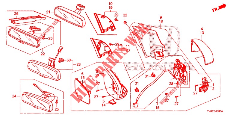 SPIEGEL/SCHIEBEDACH  für Honda CIVIC 1.8 ES 5 Türen 6 gang-Schaltgetriebe 2014