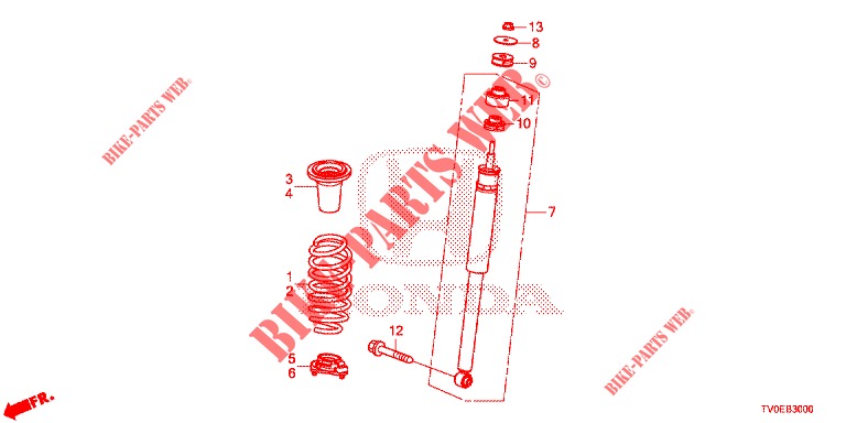 STOSSDAEMPFER HINTEN  für Honda CIVIC 1.8 ES 5 Türen 6 gang-Schaltgetriebe 2014