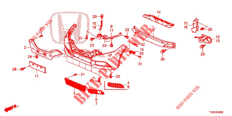 VORDERE STOSSFAENGER  für Honda CIVIC 1.8 ES 5 Türen 6 gang-Schaltgetriebe 2014