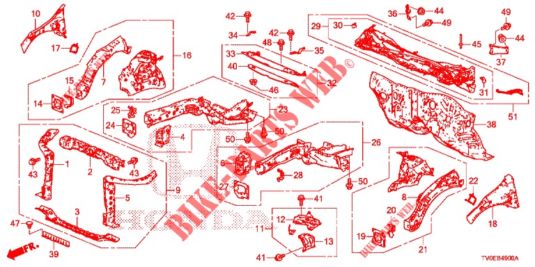 VORDERE TRENNWAND/STIRNWAND  für Honda CIVIC 1.8 ES 5 Türen 6 gang-Schaltgetriebe 2014