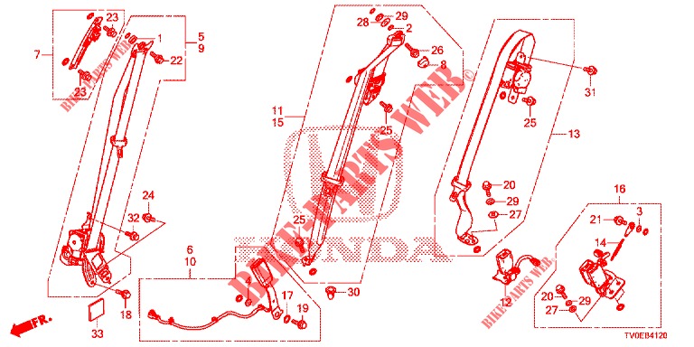 VORDERSITZ/SITZGURTE  für Honda CIVIC 1.8 ES 5 Türen 6 gang-Schaltgetriebe 2014