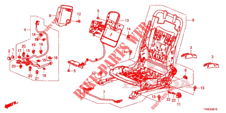 VORNE SITZKOMPONENTEN (G.) (SIEGE REGLAGE MANUEL) für Honda CIVIC 1.8 ES 5 Türen 6 gang-Schaltgetriebe 2014