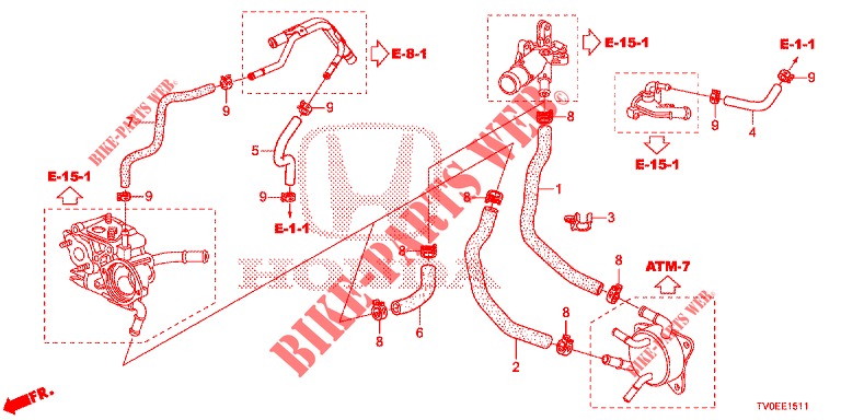 WASSERSCHLAUCH/HEIZUNGSSCHACHT (1.8L) für Honda CIVIC 1.8 ES 5 Türen 6 gang-Schaltgetriebe 2014