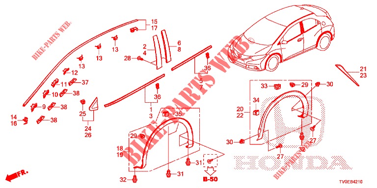 ZIERLEISTE/SCHUTZ  für Honda CIVIC 1.8 ES 5 Türen 6 gang-Schaltgetriebe 2014